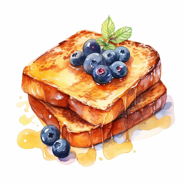 Aquarel kunststijl Franse toast met witte achtergrond