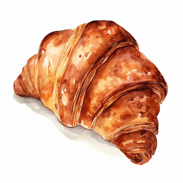 Aquarel kunststijl gebakken croissant tekening