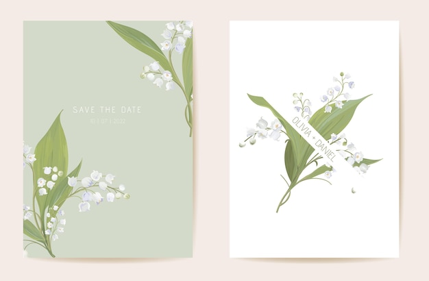 Aquarel lelie bloemen bruiloft kaart. vector lentebloem, rustieke bloesem, verlaat uitnodiging. boho sjabloon frame. botanische save the date gebladerte cover, moderne design poster