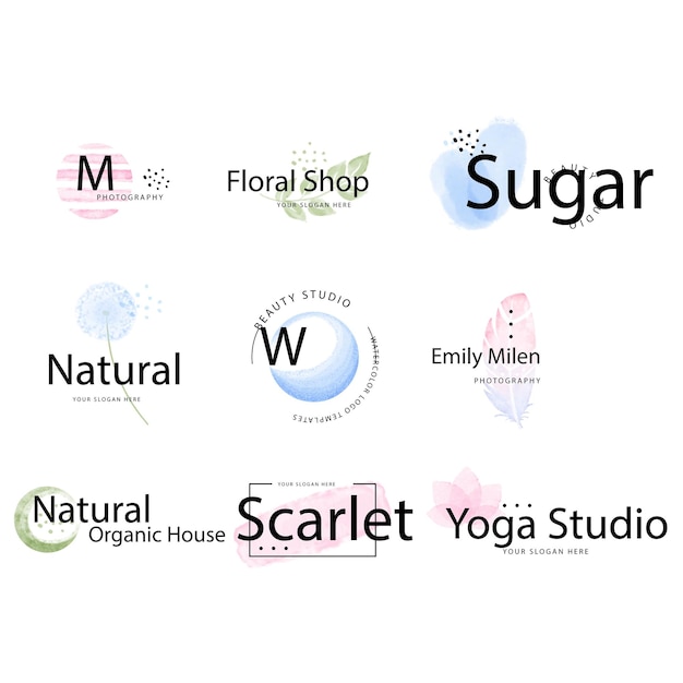 Aquarel logo set