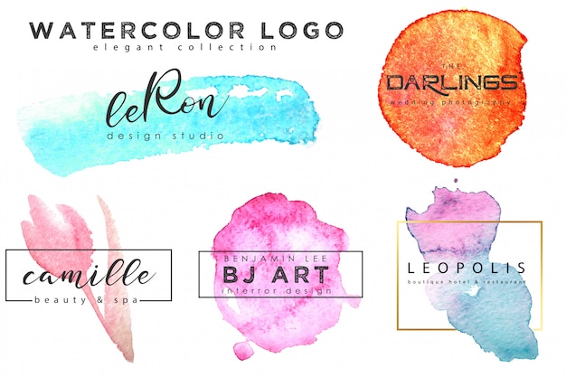 Vector aquarel logo sjabloon set