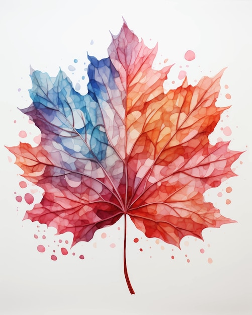 Aquarel Maple Leaf op witte achtergrond Minimalistische poster
