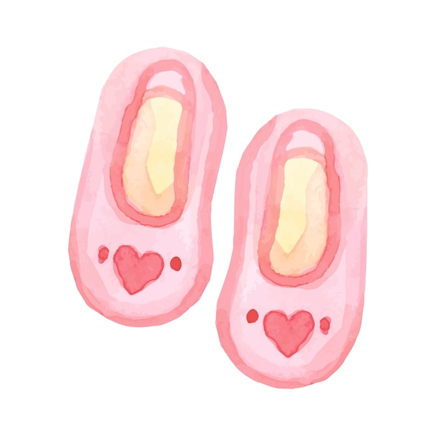 Aquarel meisjesschoenen roze babydouche vectorillustratie