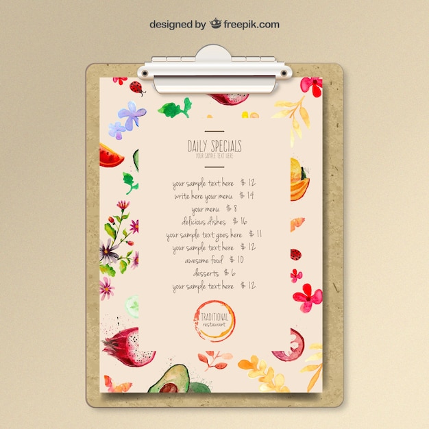 Aquarel menu template