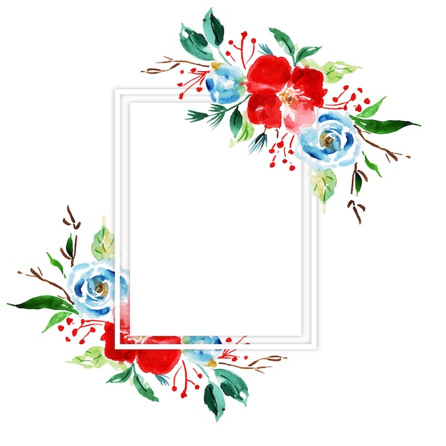 Aquarel merry christmas floral frame
