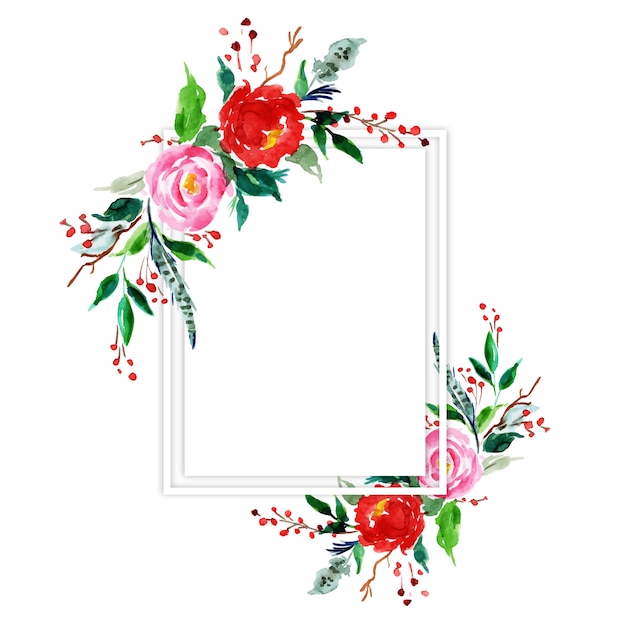 Aquarel merry christmas floral frame