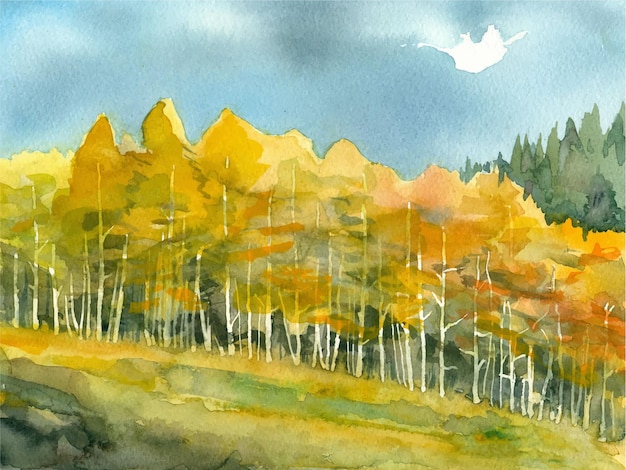 Aquarel mooie handgetekende boom schilderij