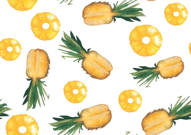 Aquarel naadloos patroon met ananas