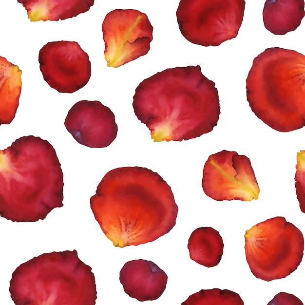 Aquarel naadloze patroon van rode rozenblaadjes handgeschilderde aquarel bloemenachtergrond van rode bloem voor bruiloft uitnodiging wenskaart behang textiel webdesign inwikkeling zomer ontwerp