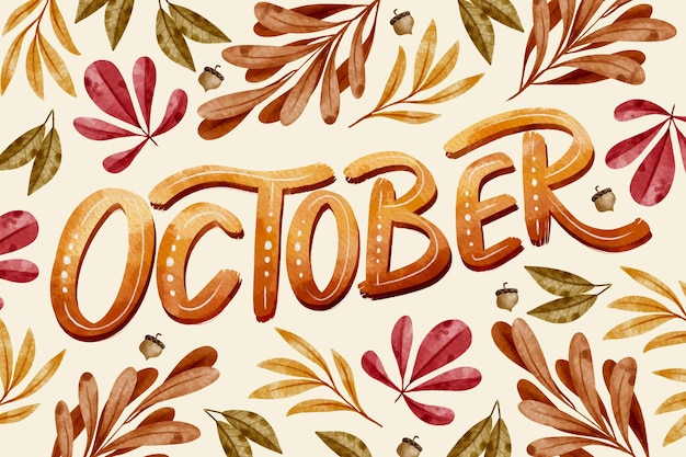 Aquarel oktober belettering