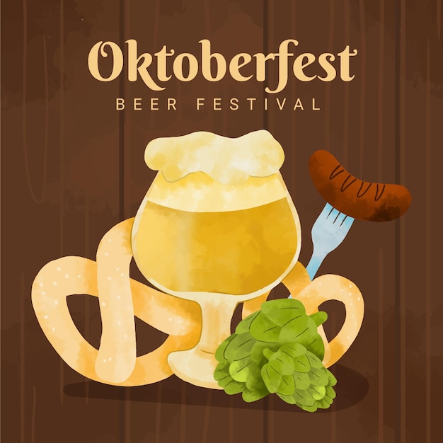 Aquarel oktoberfest illustratie