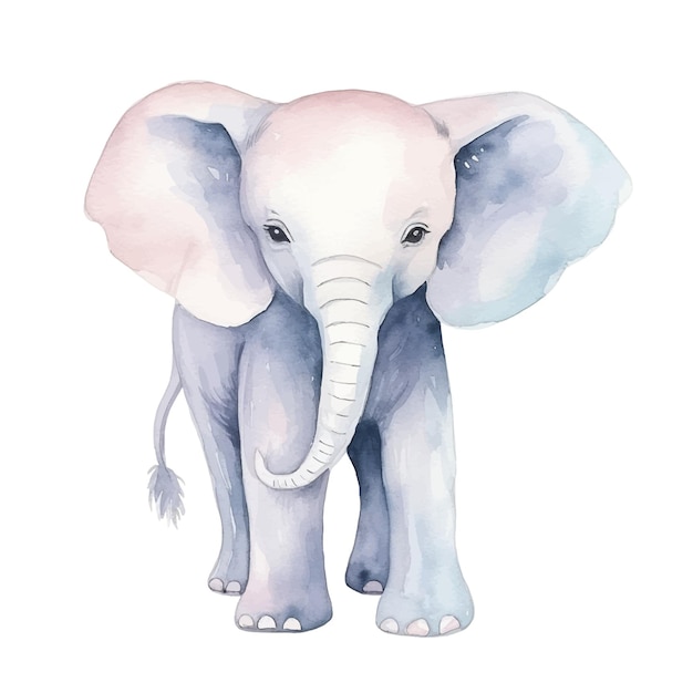 Aquarel olifant Vectorillustratie met met de hand getekende olifant Clip art afbeelding