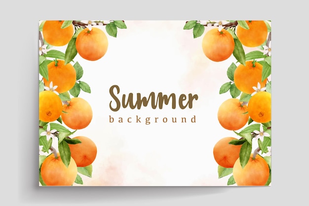 Aquarel oranje fruit krans rand en frame ontwerp