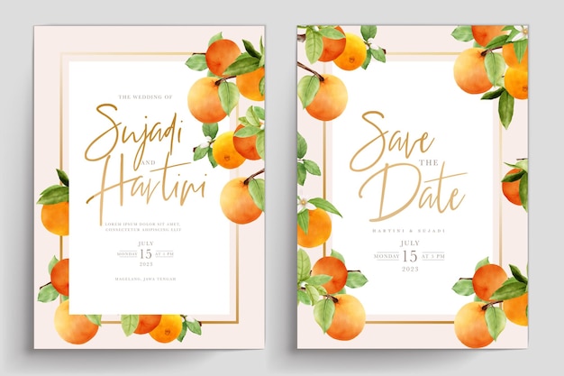 Aquarel oranje fruit krans rand en frame ontwerp