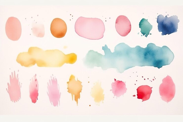 Vector aquarel penseelstreken en verfspatten clipart set