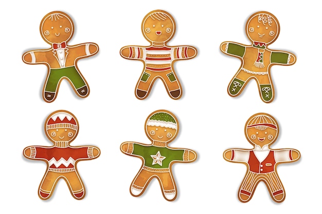 Vector aquarel peperkoek man cookie-collectie