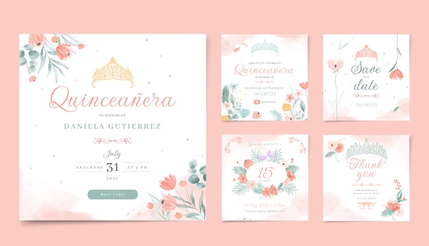 Aquarel quinceañera instagram posts