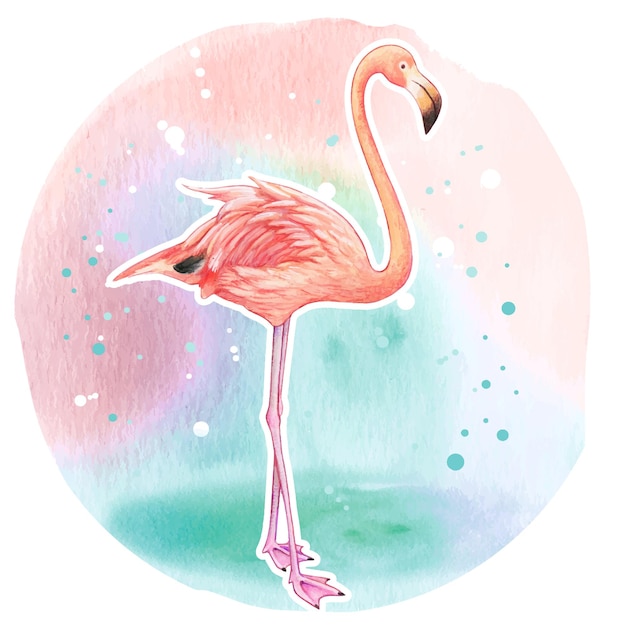 Aquarel realistische roze flamingo