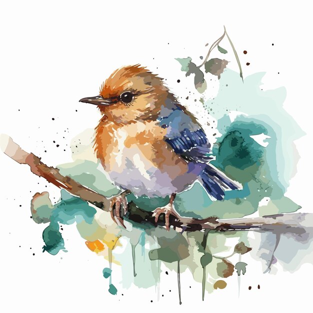 aquarel realistische vogel op een tak achtergrond Super schattig dier