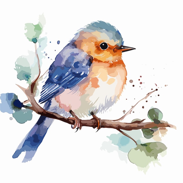 Aquarel realistische vogel op een tak achtergrond super schattig dier