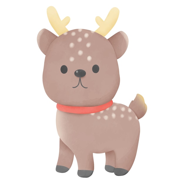 Aquarel reindeer illustratie mascotte of personage van Kerstmis voor uitnodigingen en groeten