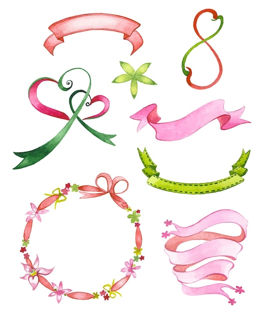 Aquarel Ribbons Set