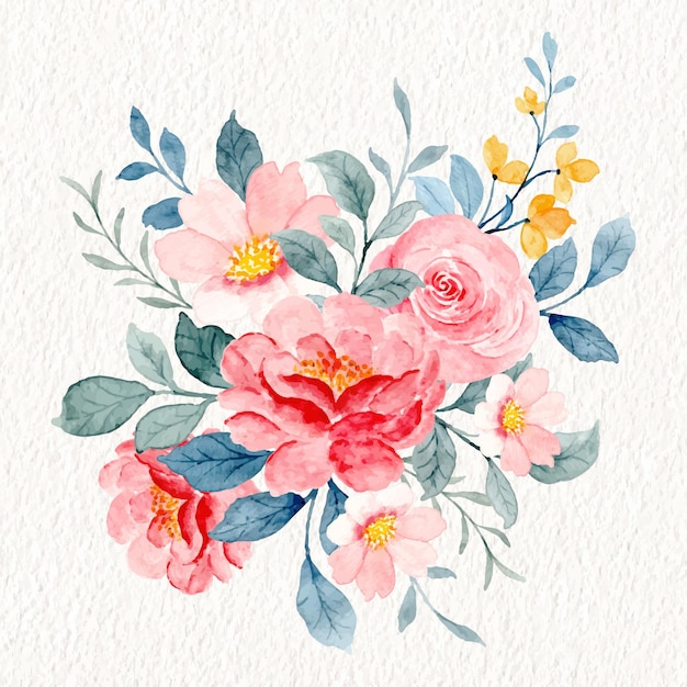 Aquarel roze bloemen boeket