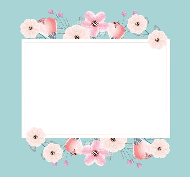 Aquarel roze bloemen frame