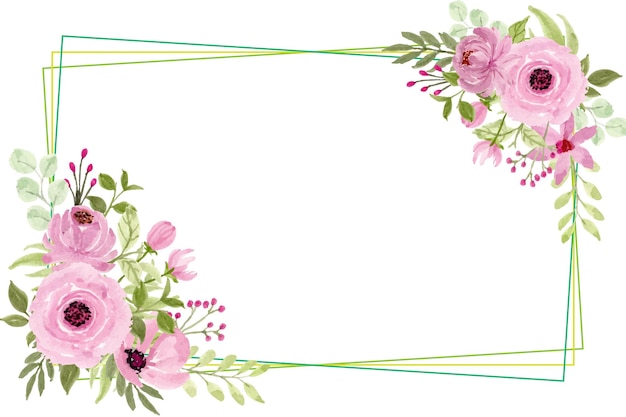 Vector aquarel roze bloemen frame