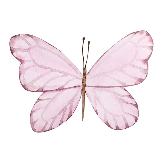 Aquarel roze vlinder voor ontwerp van uitnodigingen