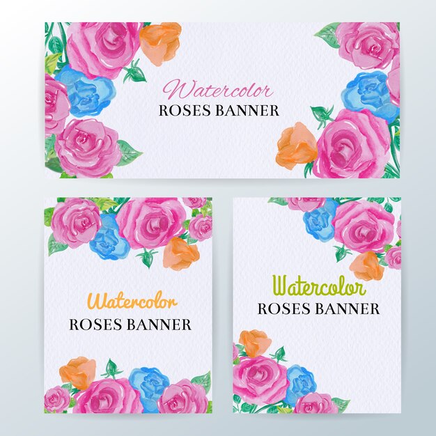 Aquarel rozen banners instellen.