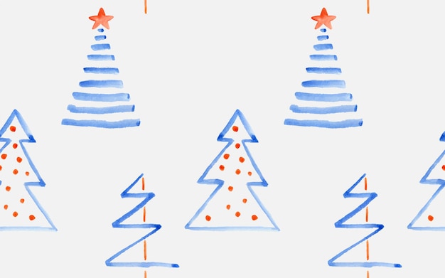 Aquarel schattig en leuk doodle kerstboom als naadloos patroon