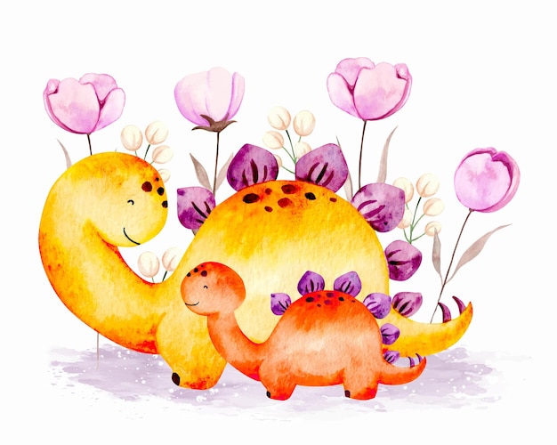 Aquarel schattige baby dinosaurus