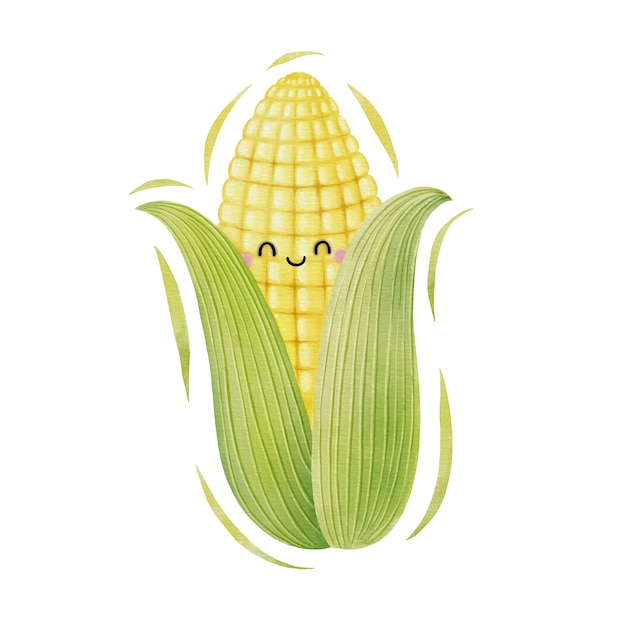 Aquarel schattige maïs stripfiguur Vector illustratie