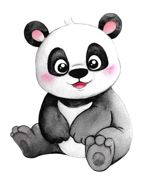 Aquarel schattige panda Aquarel dier op een geïsoleerde achtergrond voor kinderfeestjes