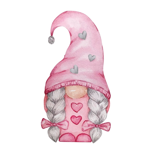 Aquarel schattige roze valentijn gnomexAxA