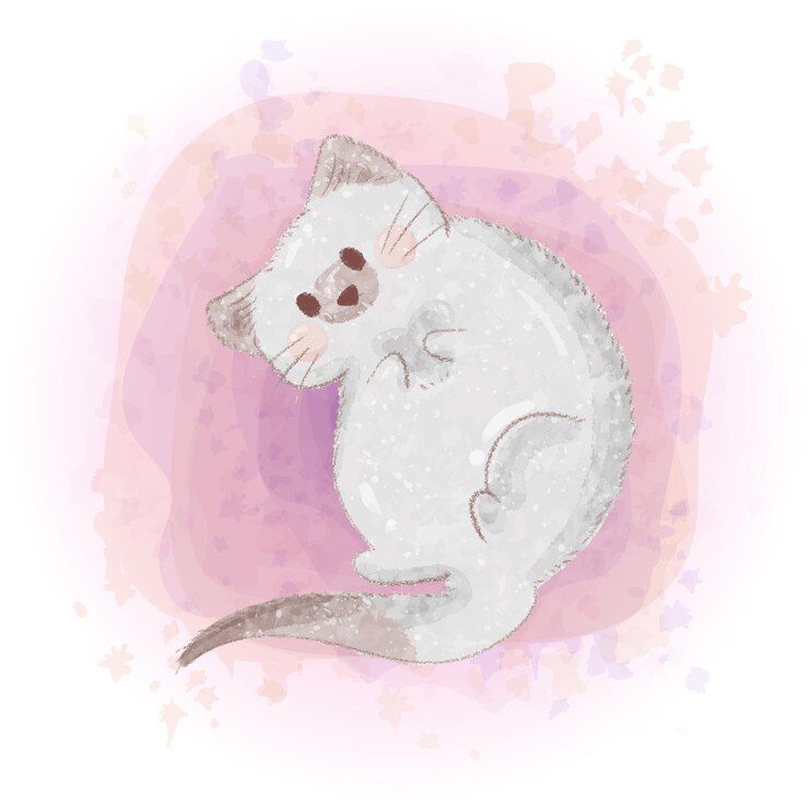 Vector aquarel schattige siamese kat illustratie 02