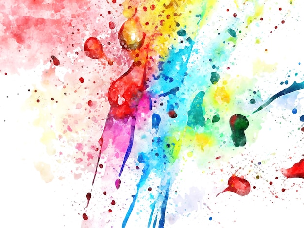 Vector aquarel schilderij van een regenboog met een kleurrijke plons.