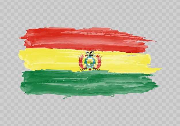 Aquarel schilderij vlag van Bolivia