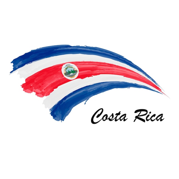 Aquarel schilderij vlag van Costa Rica Hand tekening penseelstreek illustratie