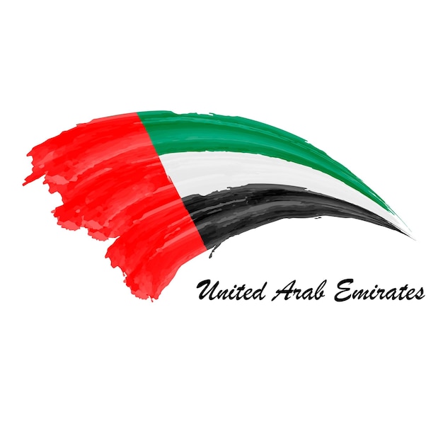 Aquarel schilderij vlag van Verenigde Arabische Emiraten Hand tekening penseelstreek illustratie