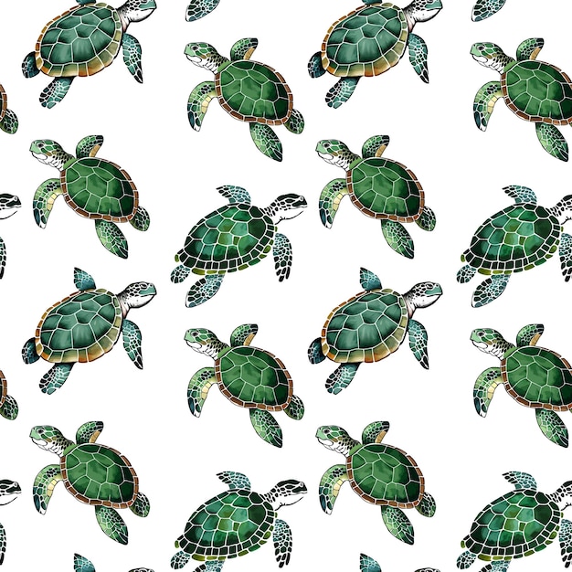 Vector aquarel schildpad naadloos patroon