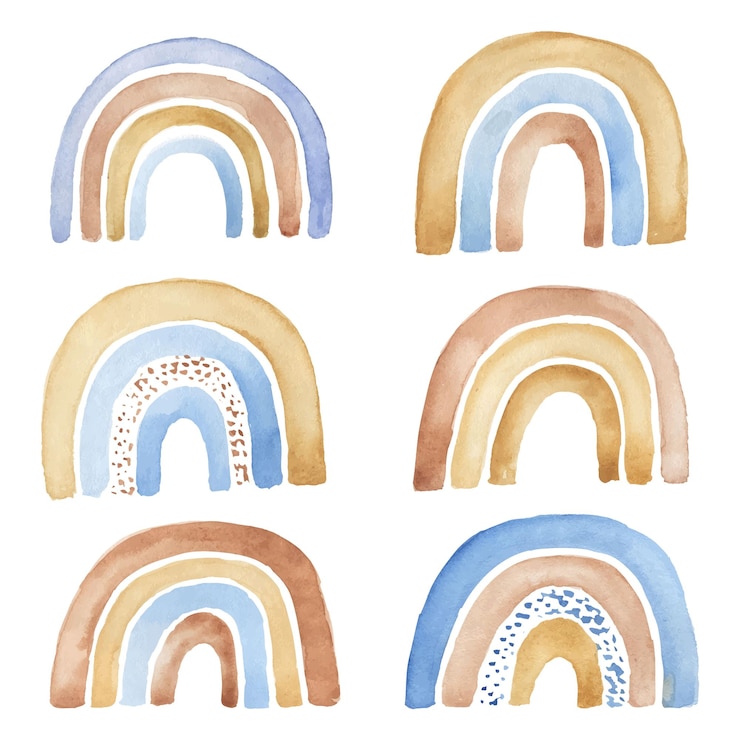 Vector aquarel set boho regenbogen