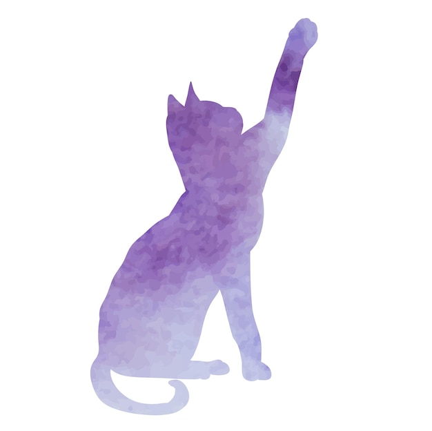 Aquarel silhouet van een kat