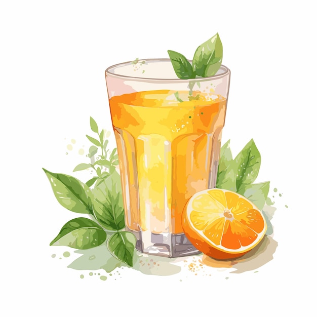 Aquarel sinaasappelsap Zomerontwerpconcept
