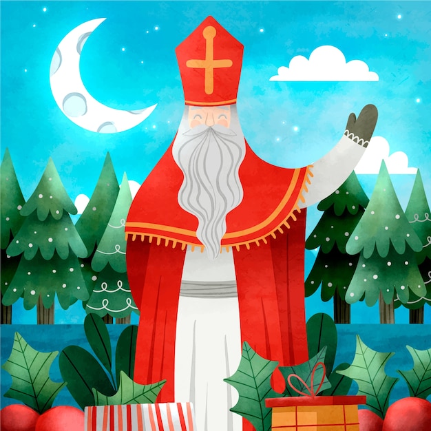 Aquarel sinterklaas illustratie