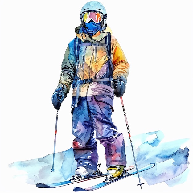 Aquarel ski-t-shirt vekot clipart geïsoleerd op een witte achtergrond