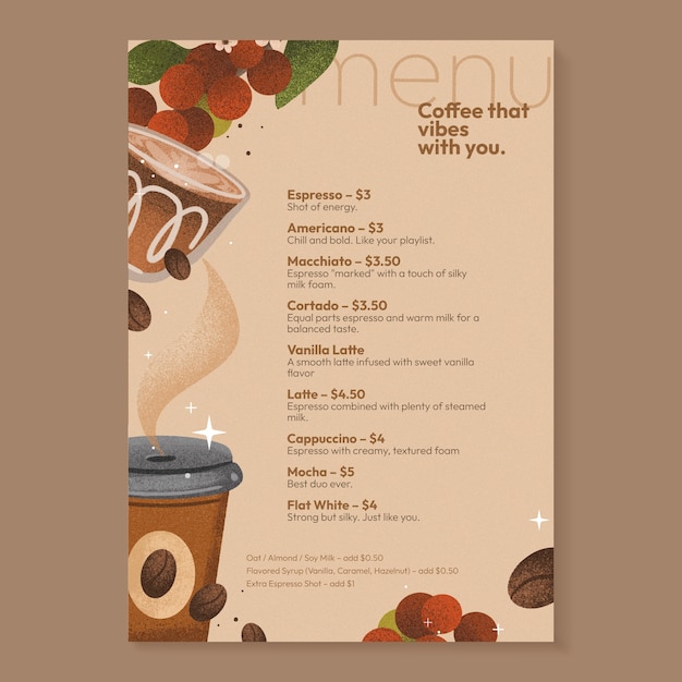 Aquarel speciaal koffie menu