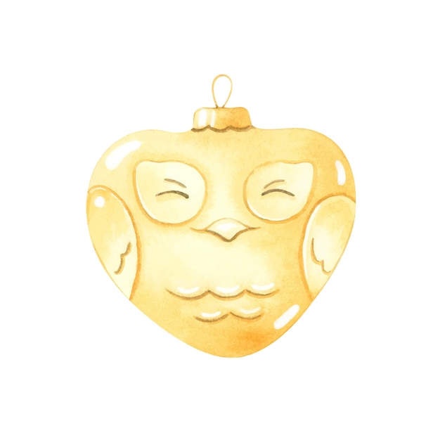 Aquarel speelgoedkarakter Kerstspeelgoed Golden Owlx9