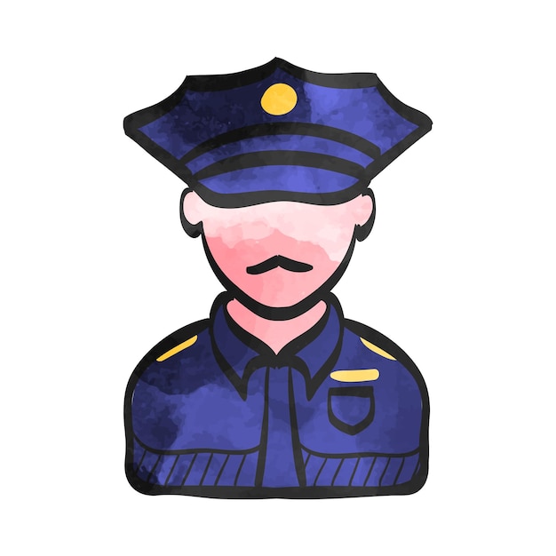 Aquarel stijlicoon politie avatar